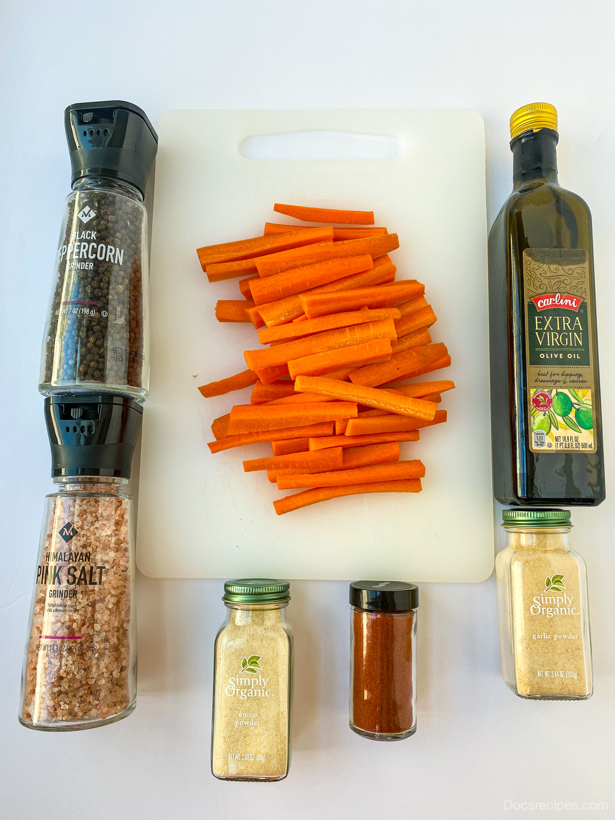 Overhead ingredient image of Air Fryer Carrot Fries