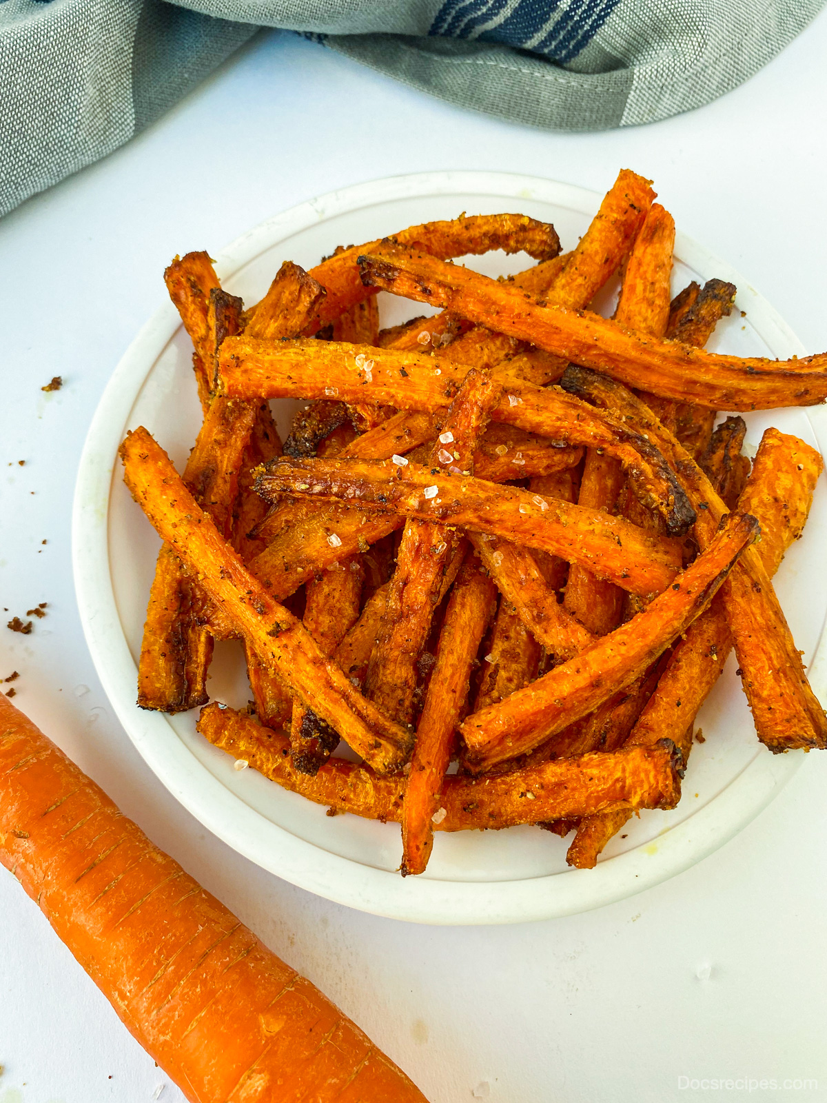 Air Fryer Carrot fries on plate