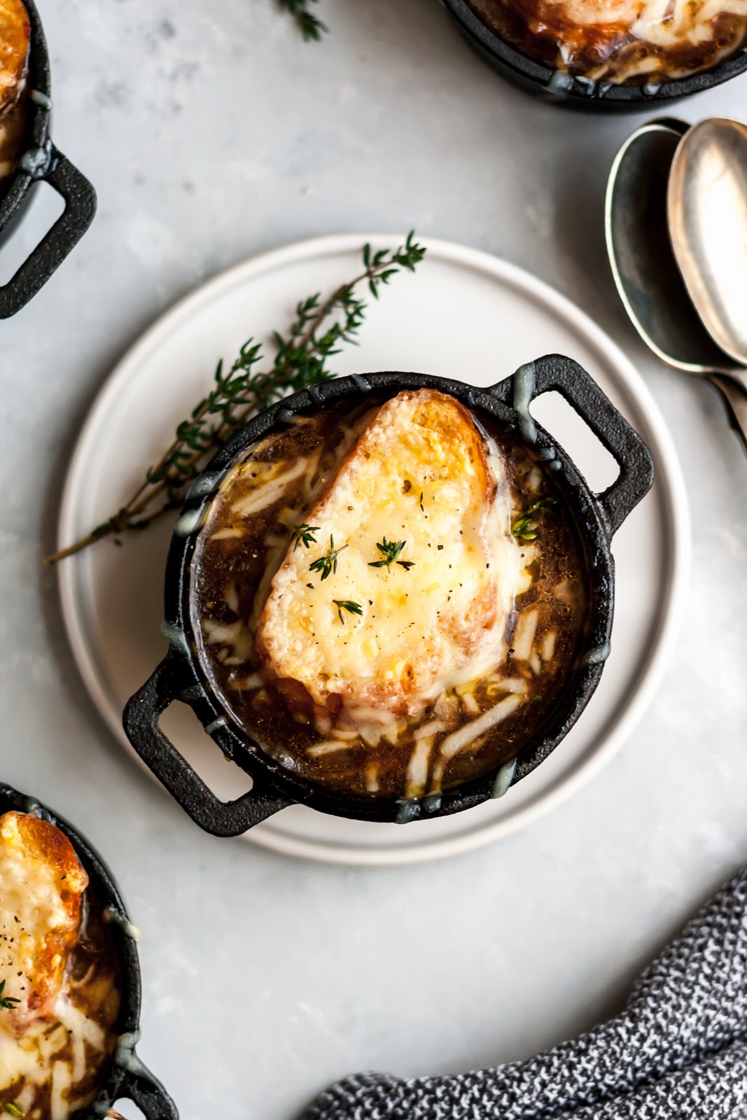 french onion soup in a crock