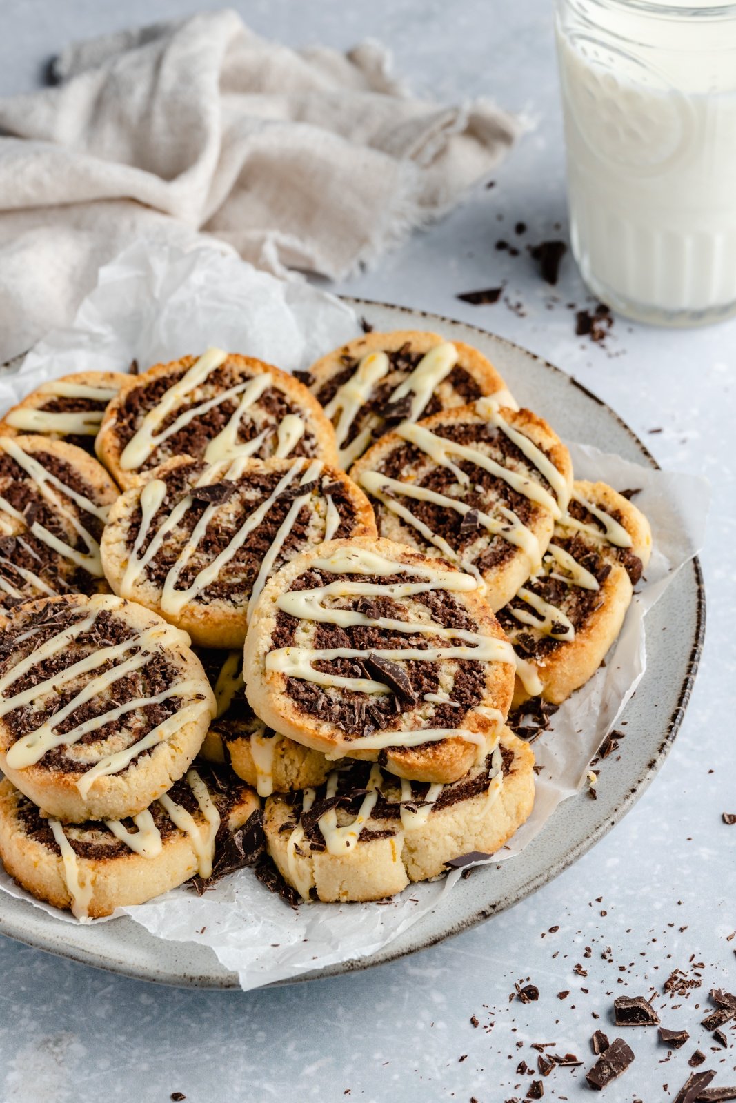 grain free chocolate orange pinwheels on a plate