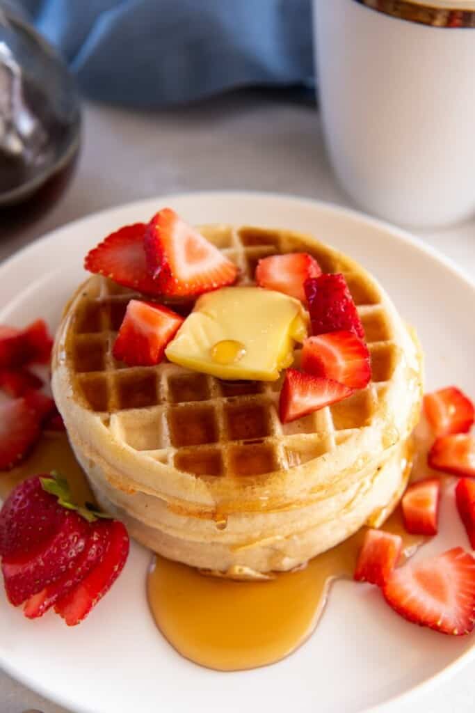 stack of air fryer frozen waffles