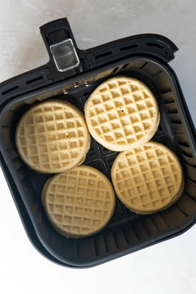 waffles in an air fryer basket