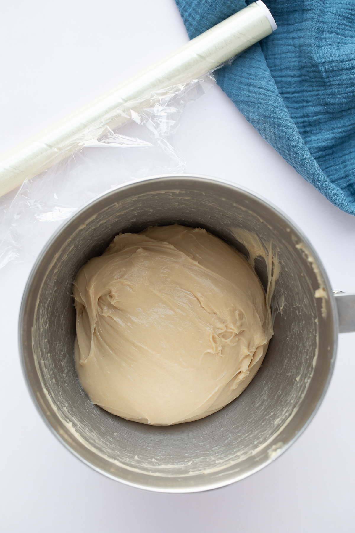 prepared dough in mixing bowl