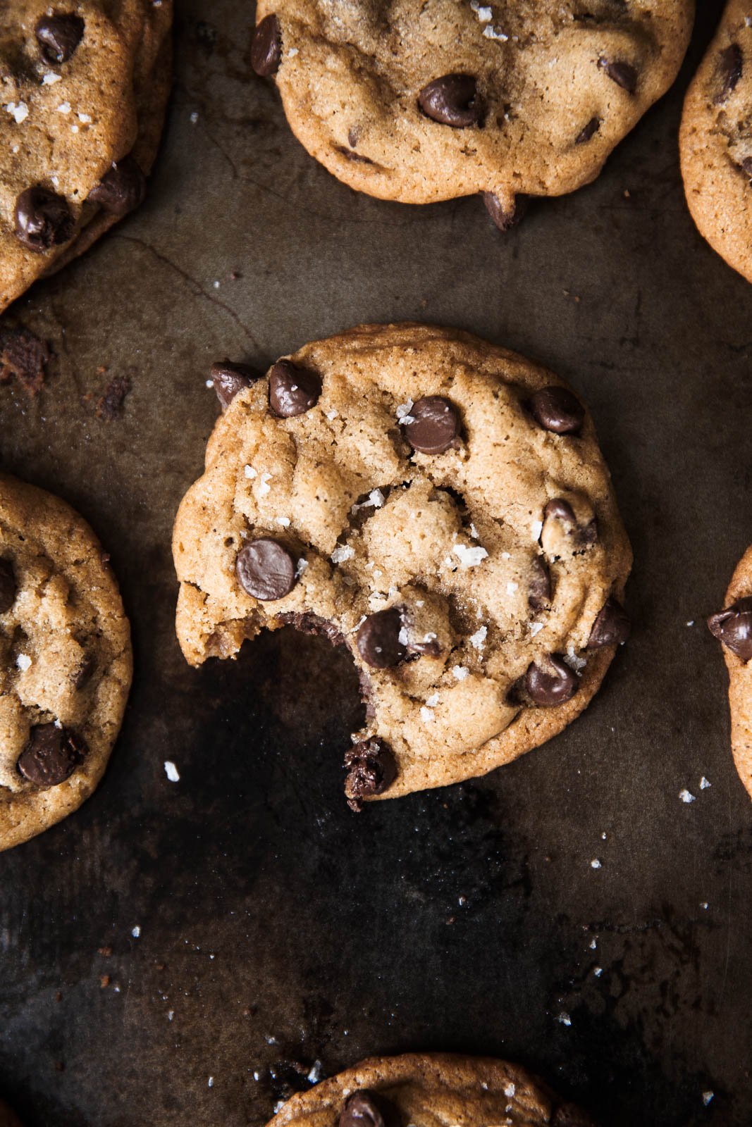 chocolate chip cookie with a bite taken out