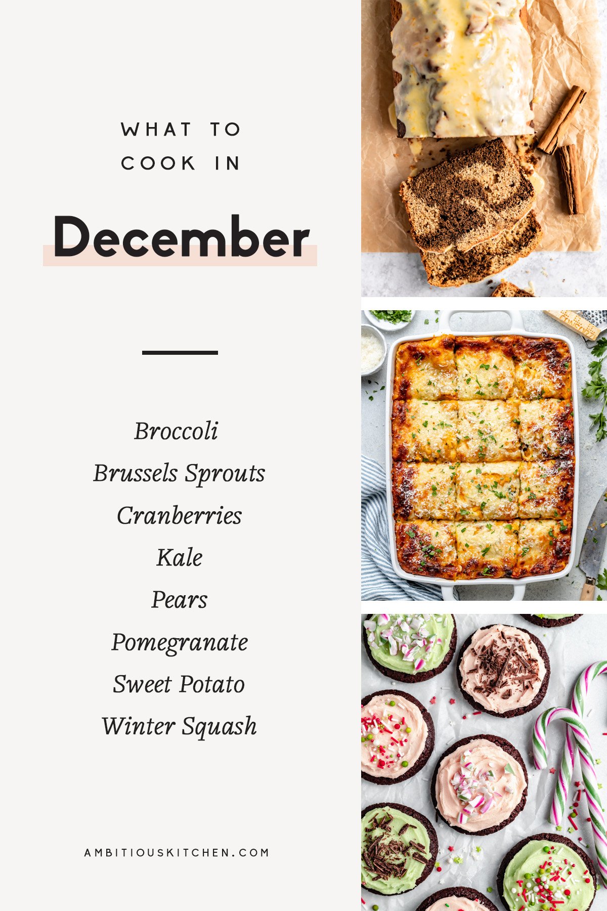 collage of recipes to cook in December with text overlay