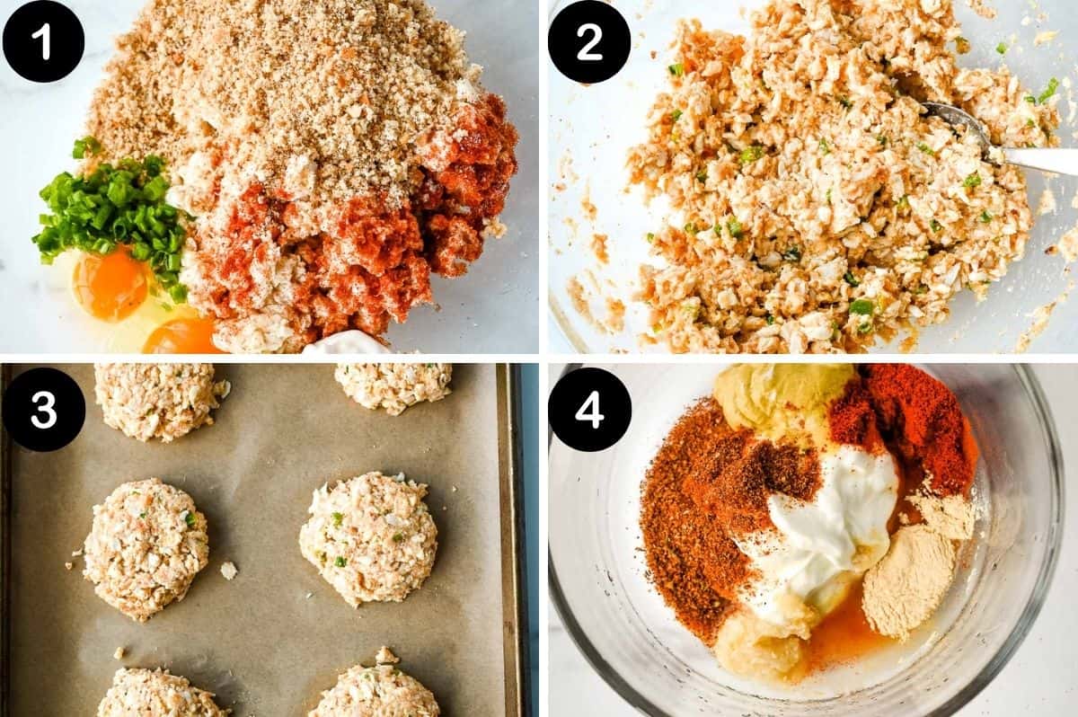 steps for making these healthy air fryer crab cakes.