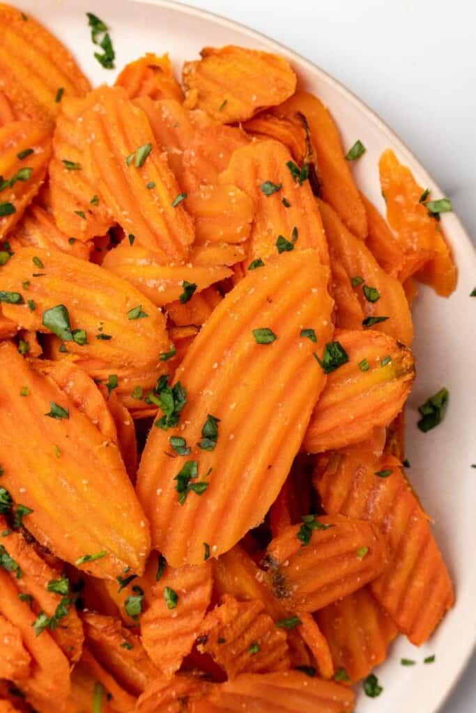 platter with air fryer carrot chips