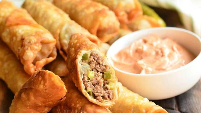 How to make air fryer cheeseburger egg rolls