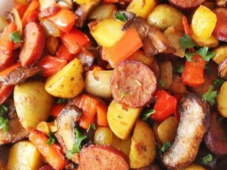 AIR FRYER SAUSAGE, PEPPERS, ONIONS, AND POTATOES