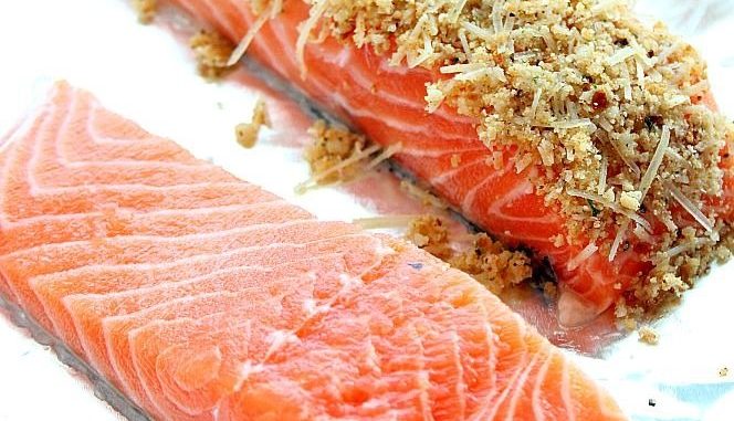 Air Fryer Salmon with Garlic Parmesan Crust