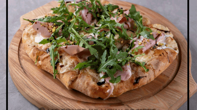 Air fryer prosciutto and goat cheese pizza