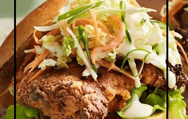 Southern air fried chicken and slaw rolls 