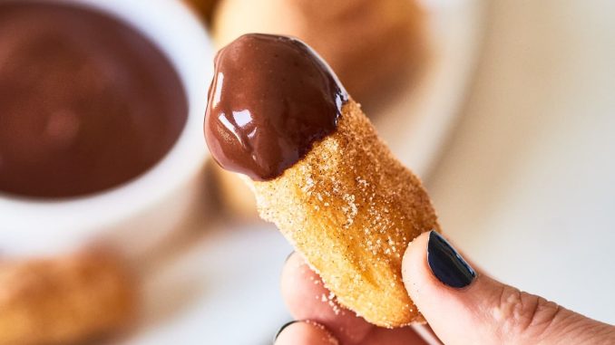 Air Fryer Churro Bites with Chocolate Dipping Sauce
