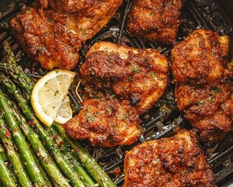 Air-Fryer Fried Chicken Recipe with Asparagus