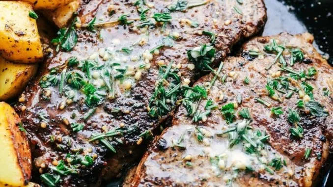 Air Fryer Garlic Butter Steak And Potatoes Skillet Air Fryer Garlic Butter Steak And Potatoes Skillet