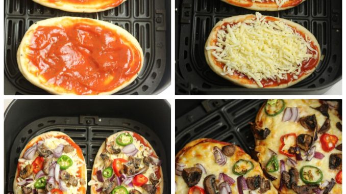 homemade air fryer pizza with naan bread in just 10 minutes